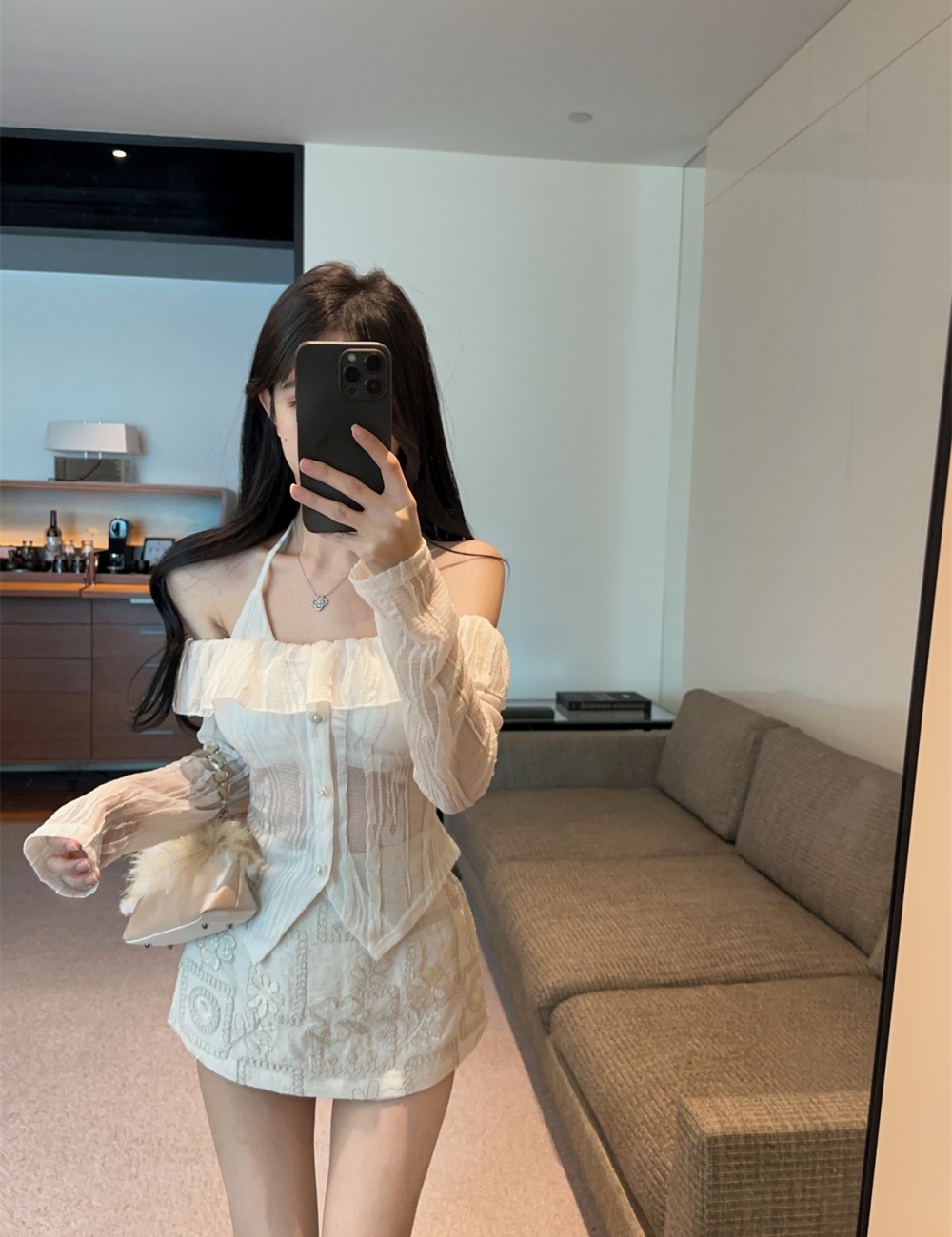 Lotus leaf edges vest sling tops 2pcs set for women