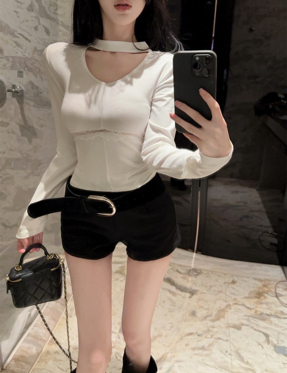 Frenum halter T-shirt spicegirl shorts a set for women