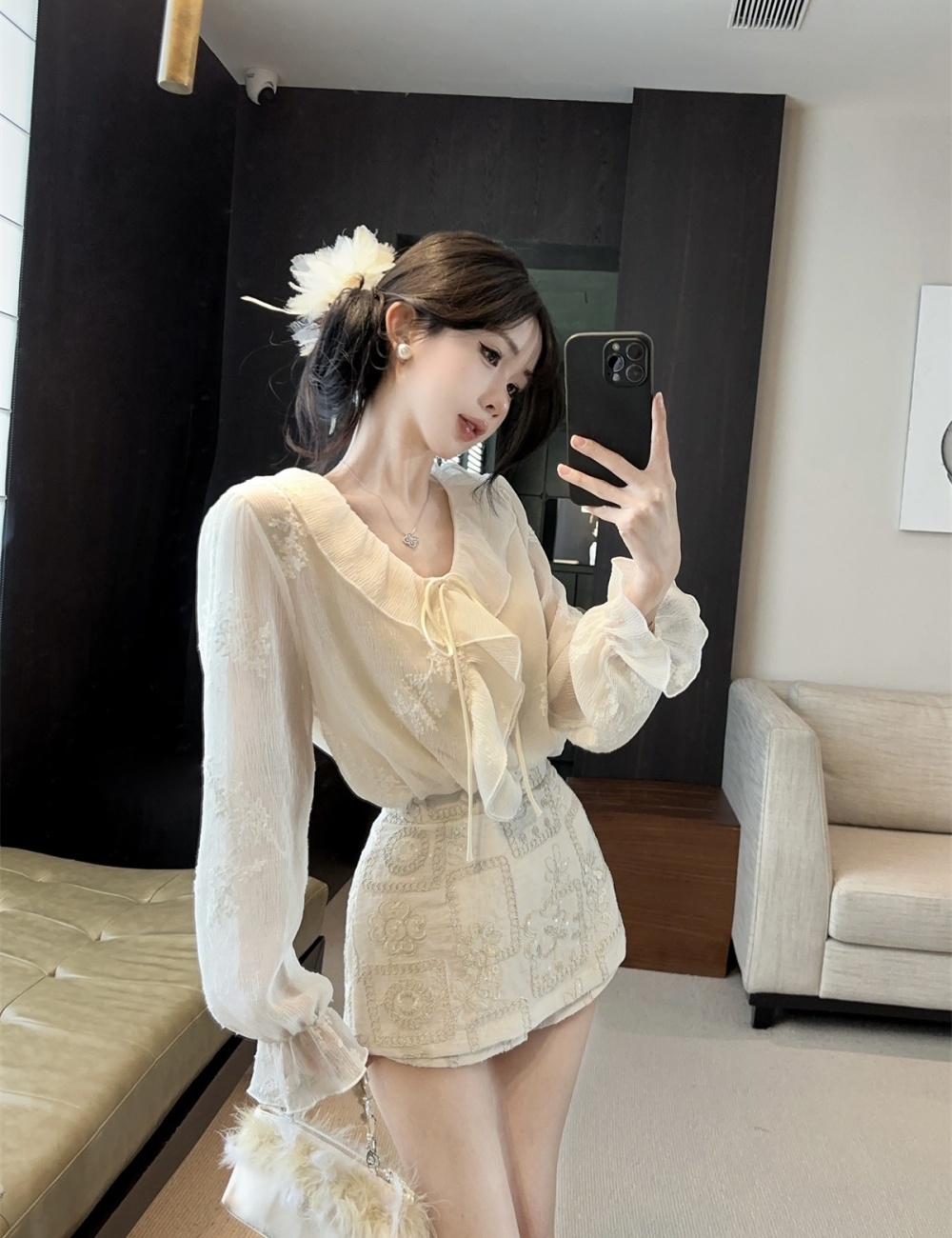 Spring shirt small shirt a set for women