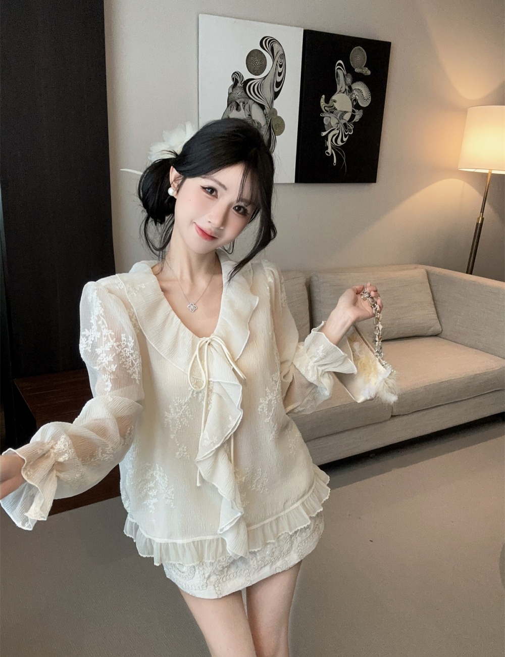 Spring shirt small shirt a set for women