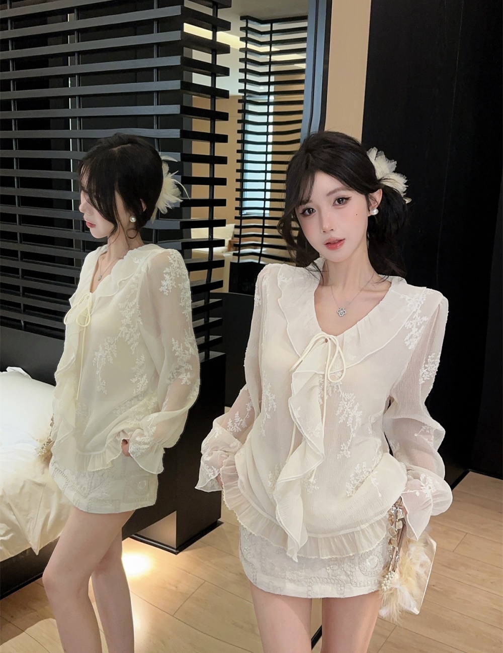 Spring shirt small shirt a set for women