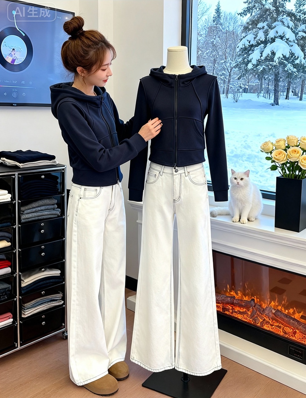 Pocket jacket autumn and winter hoodie for women