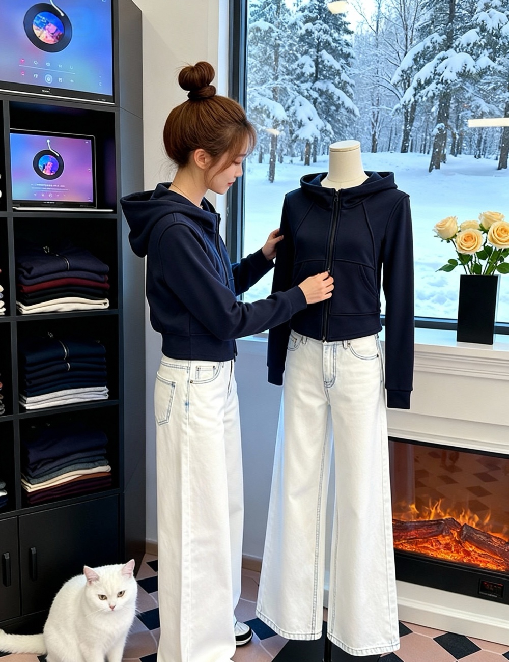 Pocket jacket autumn and winter hoodie for women