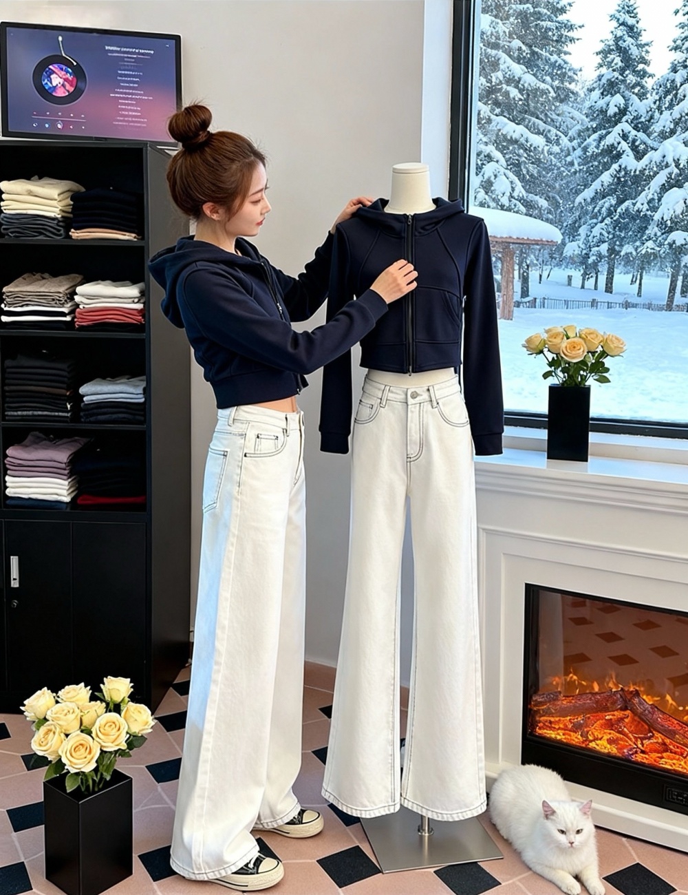 Pocket jacket autumn and winter hoodie for women