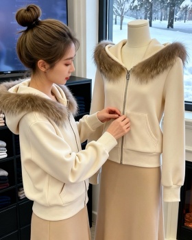 American style short coat removable hoodie for women