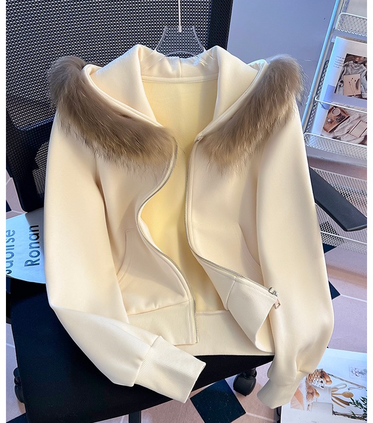 American style short coat removable hoodie for women