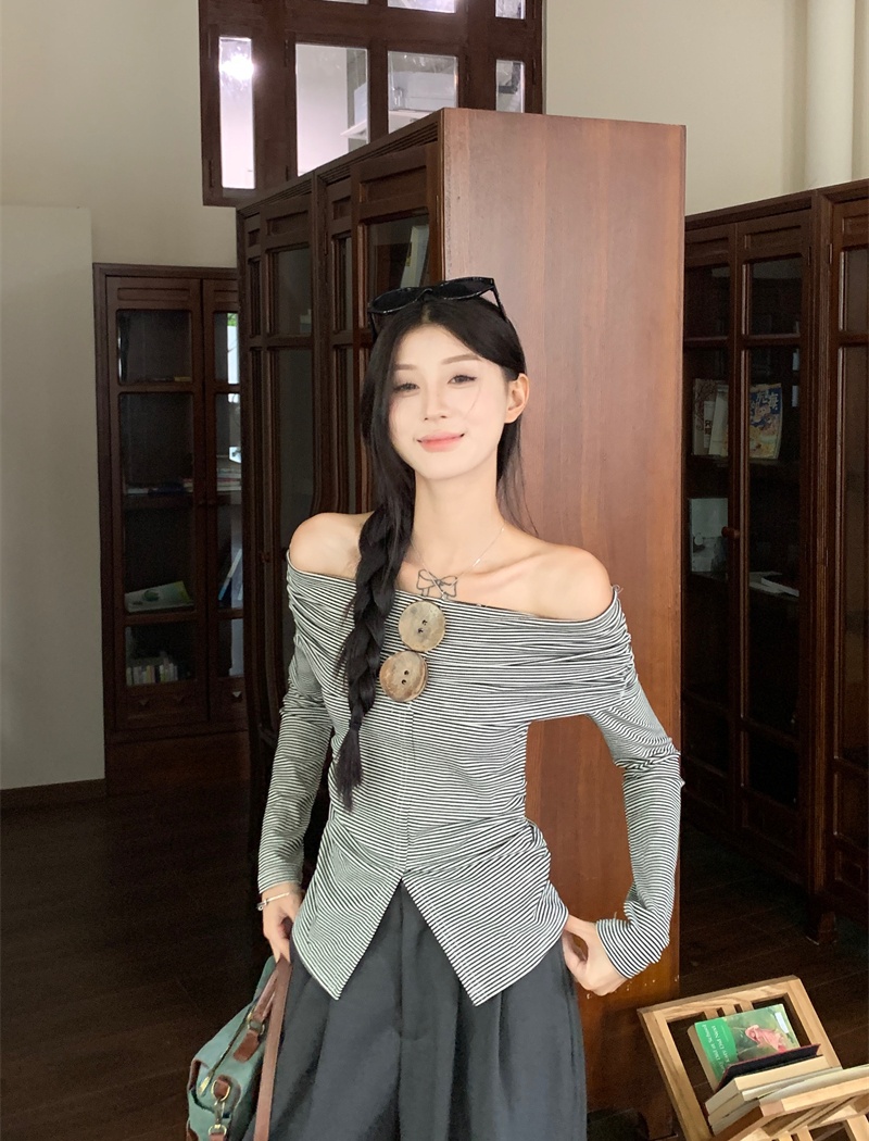 Slim flat shoulder tops spring niche T-shirt for women