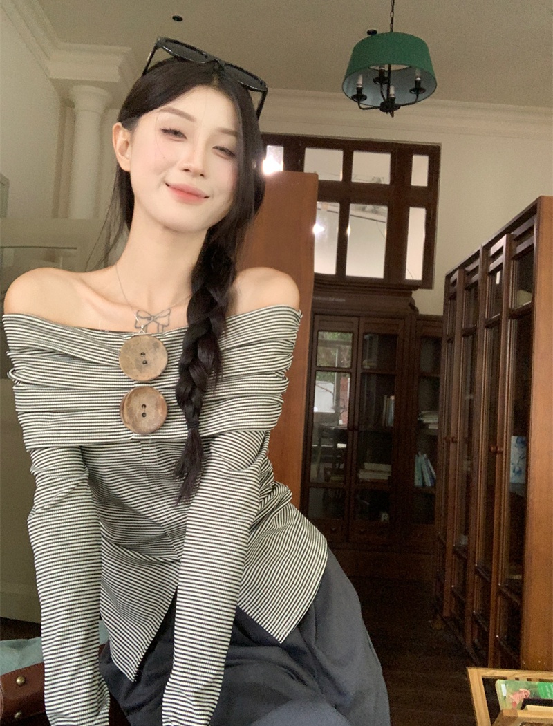 Slim flat shoulder tops spring niche T-shirt for women