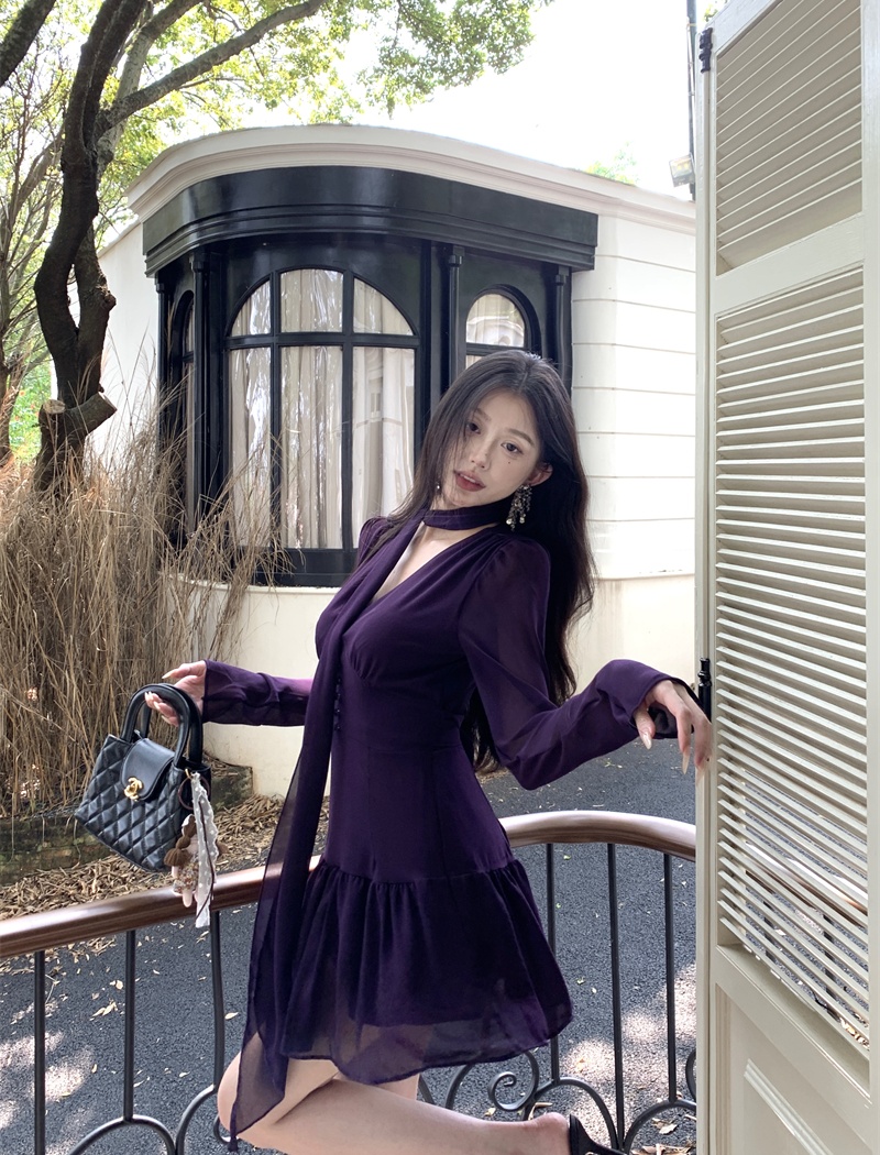 Sexy spring dress A-line with streamer T-back for women