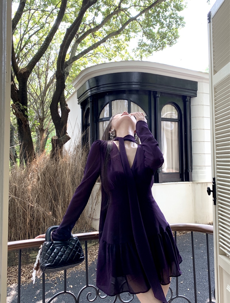 Sexy spring dress A-line with streamer T-back for women