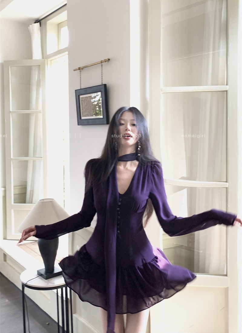 Sexy spring dress A-line with streamer T-back for women