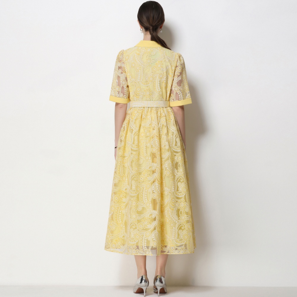 With belt long dress business suit for women