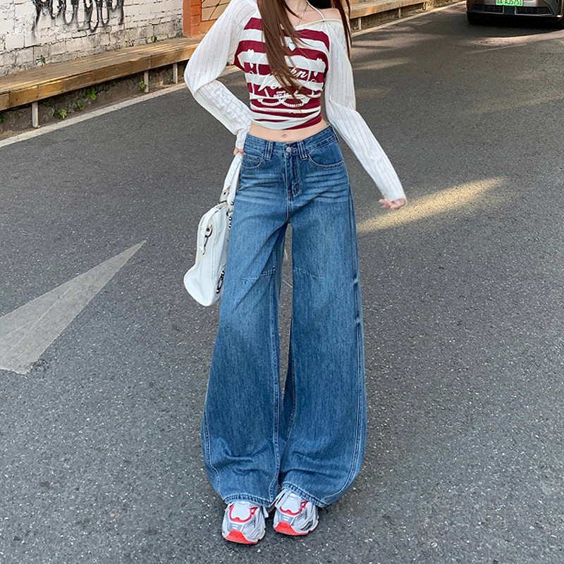 Straight high waist wide leg loose jeans for women