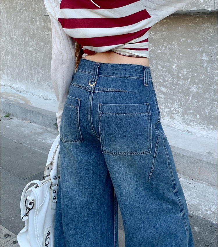 Straight high waist wide leg loose jeans for women