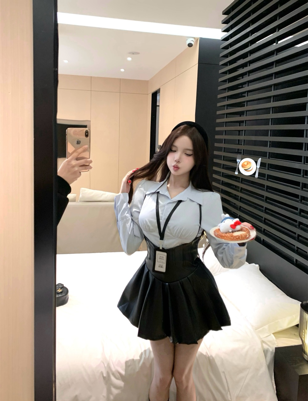 Slim leather skirt spicegirl shirt 2pcs set for women