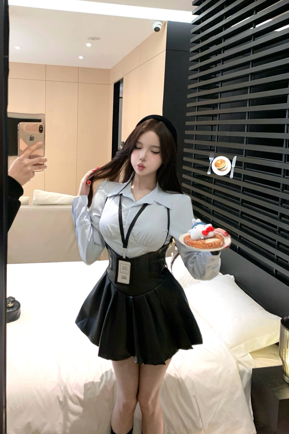 Slim leather skirt spicegirl shirt 2pcs set for women