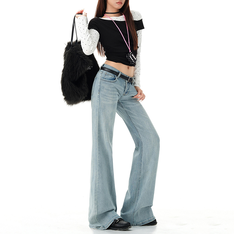 Drape jeans high waist flare pants for women