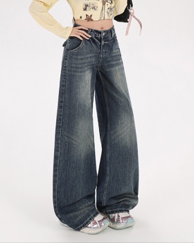 Lazy all-match wide leg pants straight jeans for women