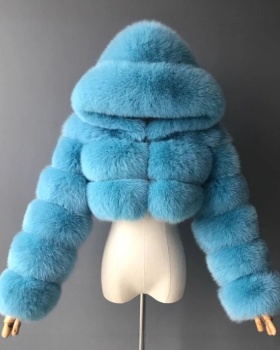 Splice thermal long sleeve faux fur overcoat