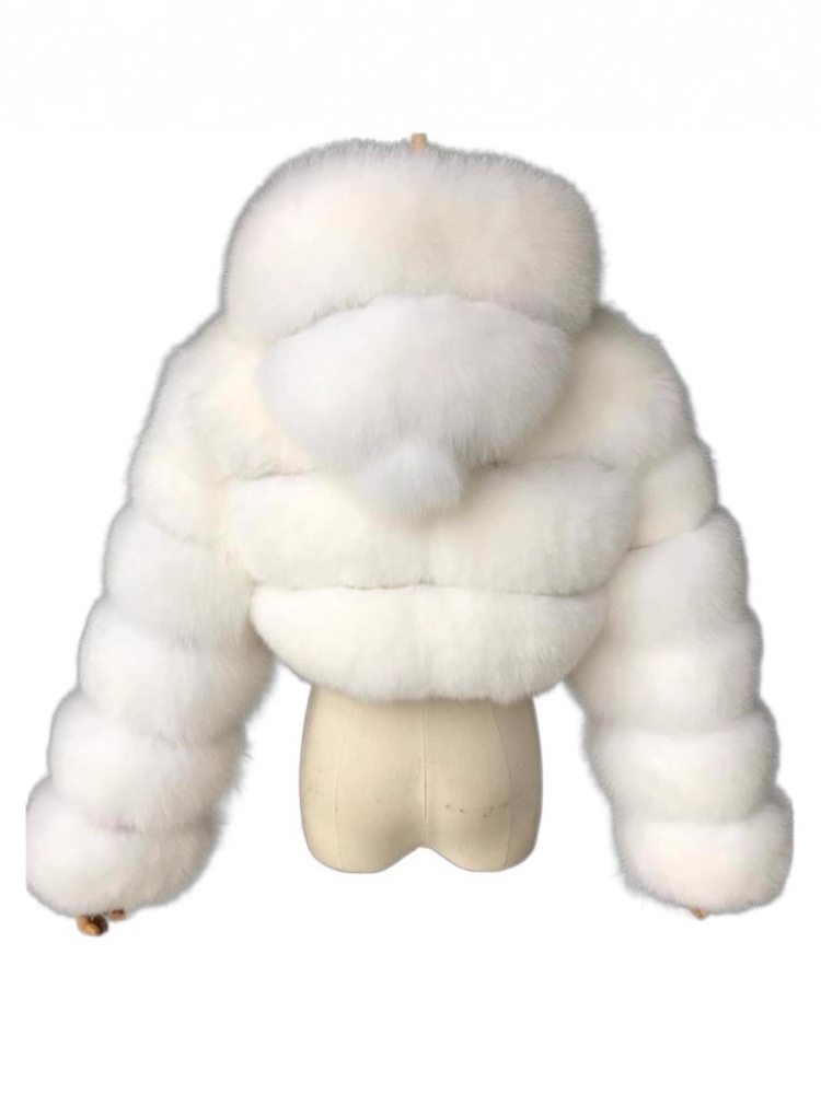 Splice thermal long sleeve faux fur overcoat