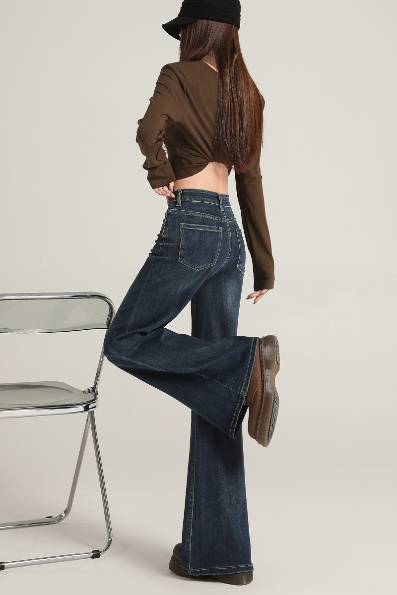Slim wide leg jeans spring and autumn high waist flare pants