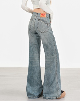 Mopping American style spring pocket denim jeans for women