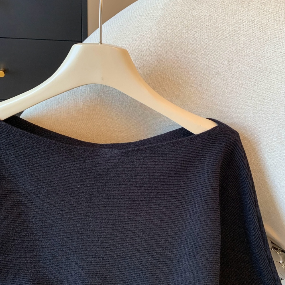 Lazy strapless sweater flat shoulder knitted tops