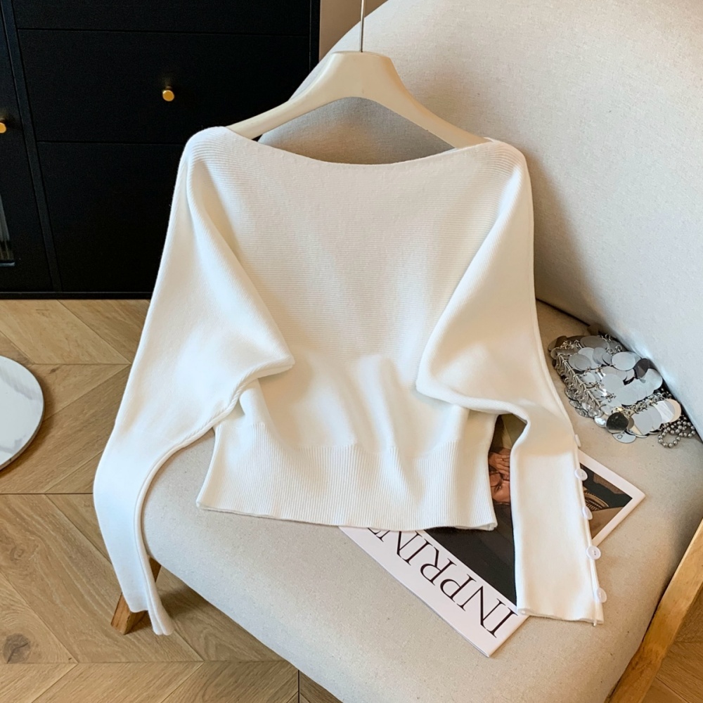 Lazy strapless sweater flat shoulder knitted tops