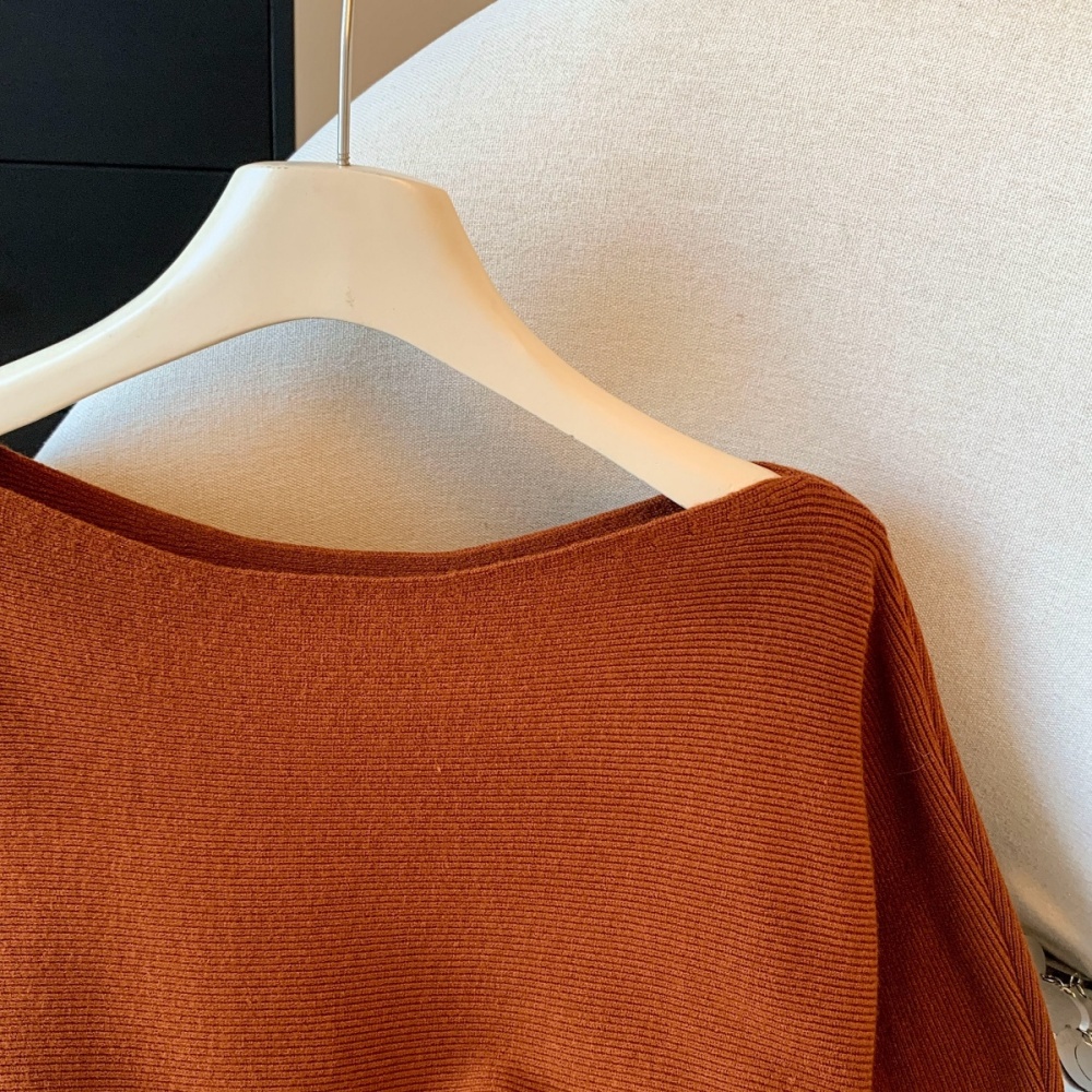 Lazy strapless sweater flat shoulder knitted tops