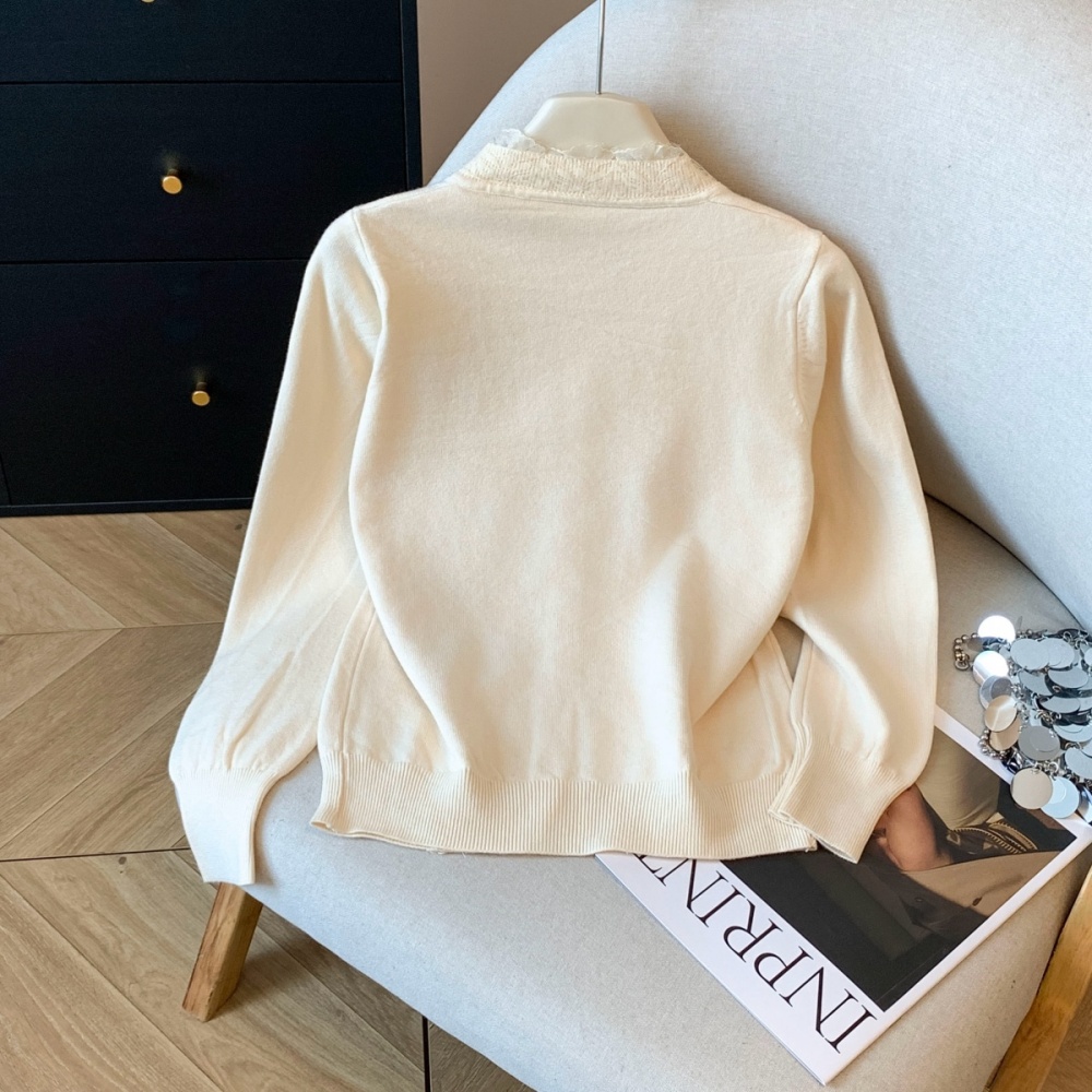 Cstand collar tops splice bottoming shirt for women