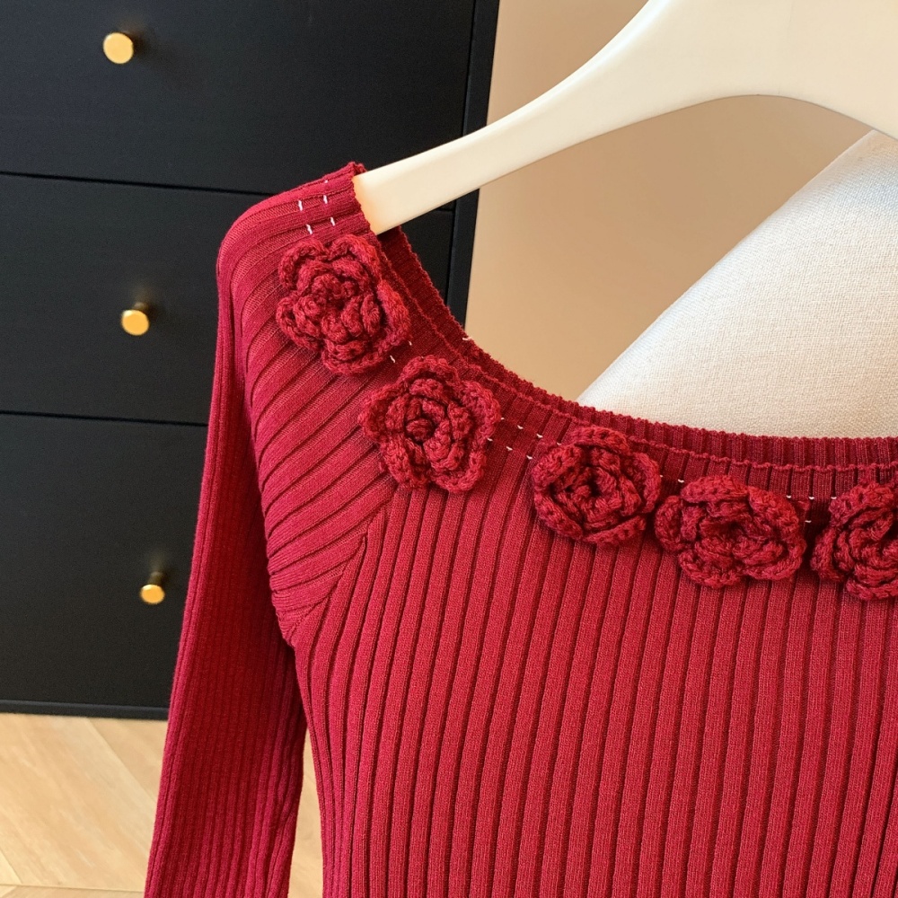 Temperament enticement tops flowers sweater for women