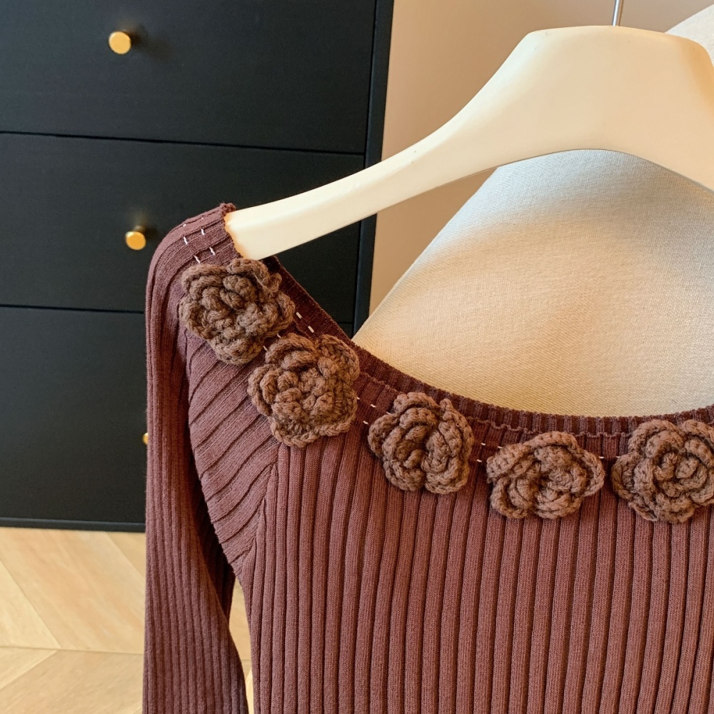 Temperament enticement tops flowers sweater for women