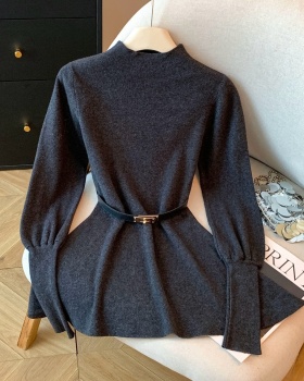 Enticement with belt tops slim knitted sweater for women