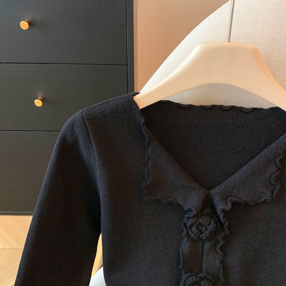 Inside the ride bottoming shirt wood ear cardigan for women