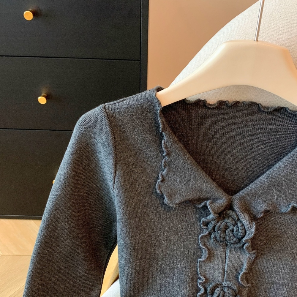 Inside the ride bottoming shirt wood ear cardigan for women