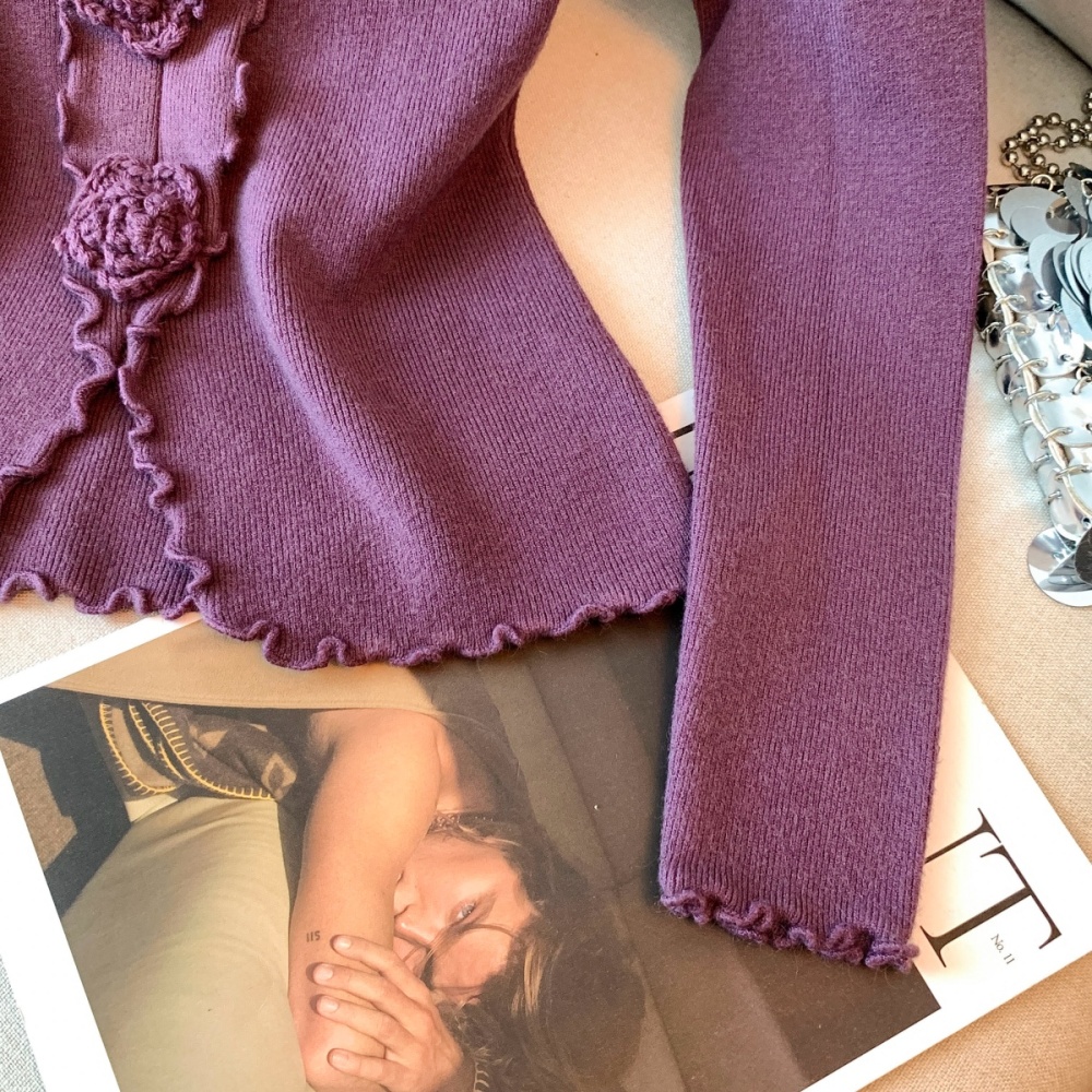 Inside the ride bottoming shirt wood ear cardigan for women