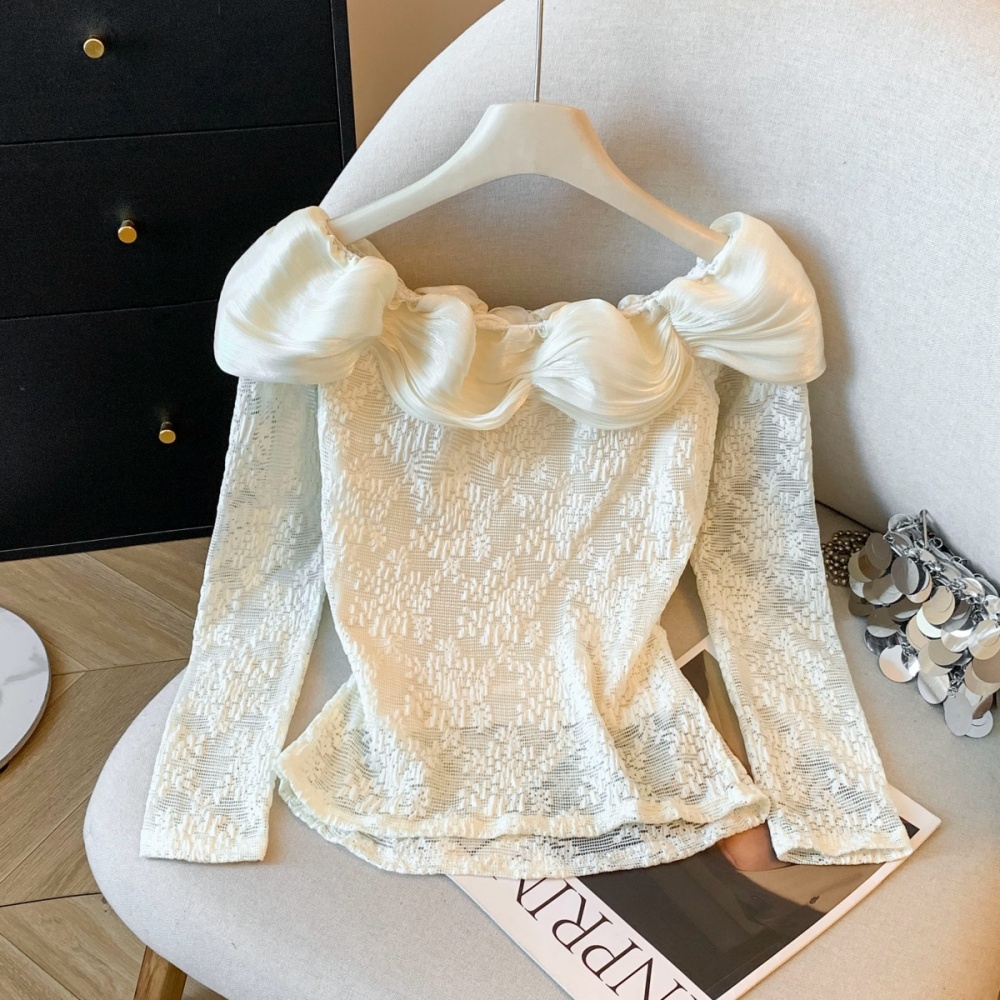 Stereoscopic flowers tops slim bottoming shirt for women