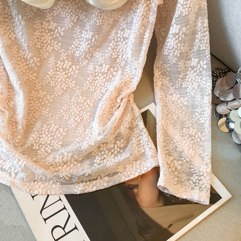 Stereoscopic flowers tops slim bottoming shirt for women