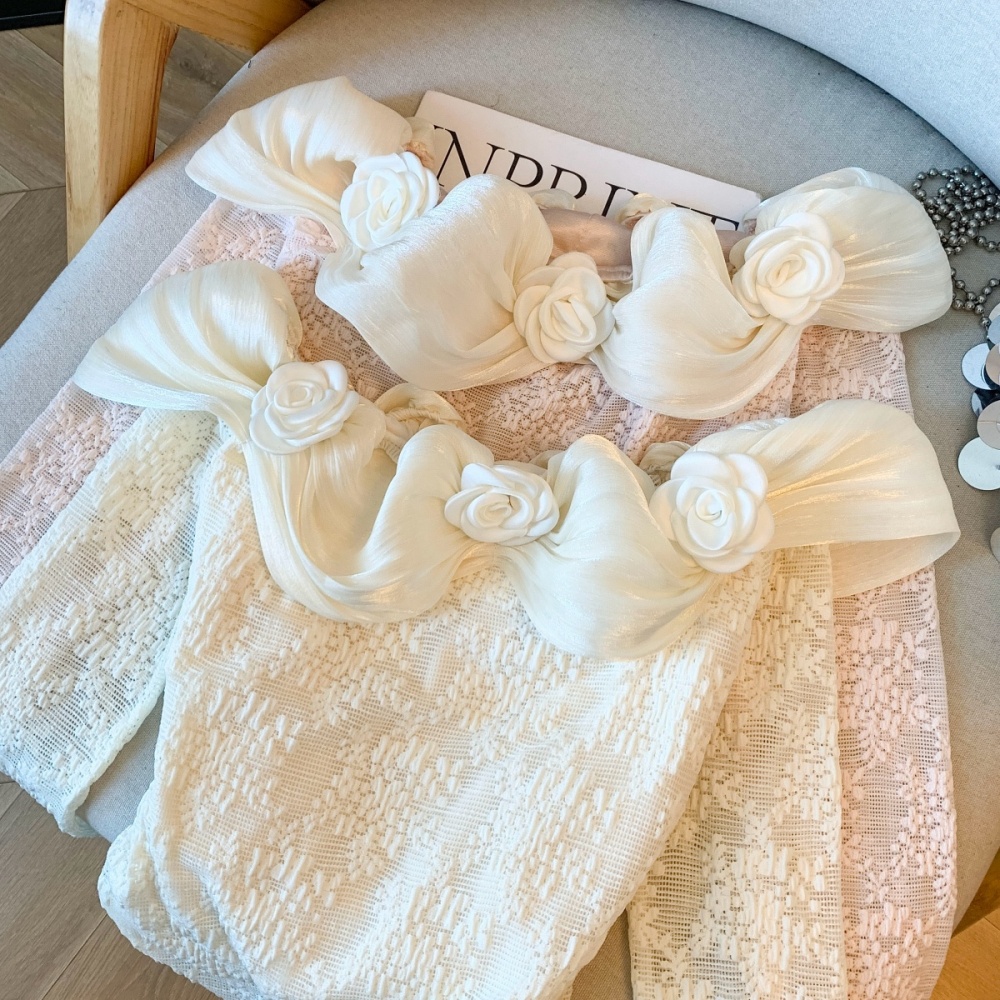 Stereoscopic flowers tops slim bottoming shirt for women