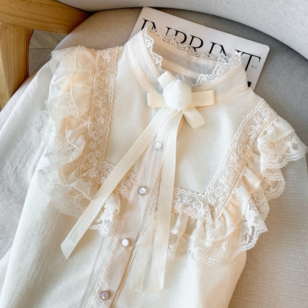 Flowers court style France style lace bottoming shirt