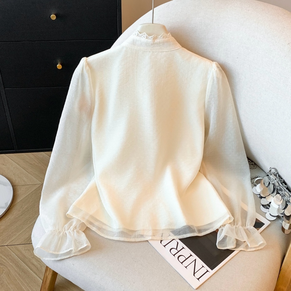 Flowers court style France style lace bottoming shirt