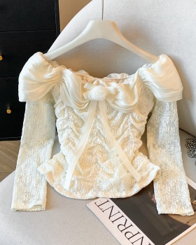 Long sleeve tops flowers bottoming shirt for women