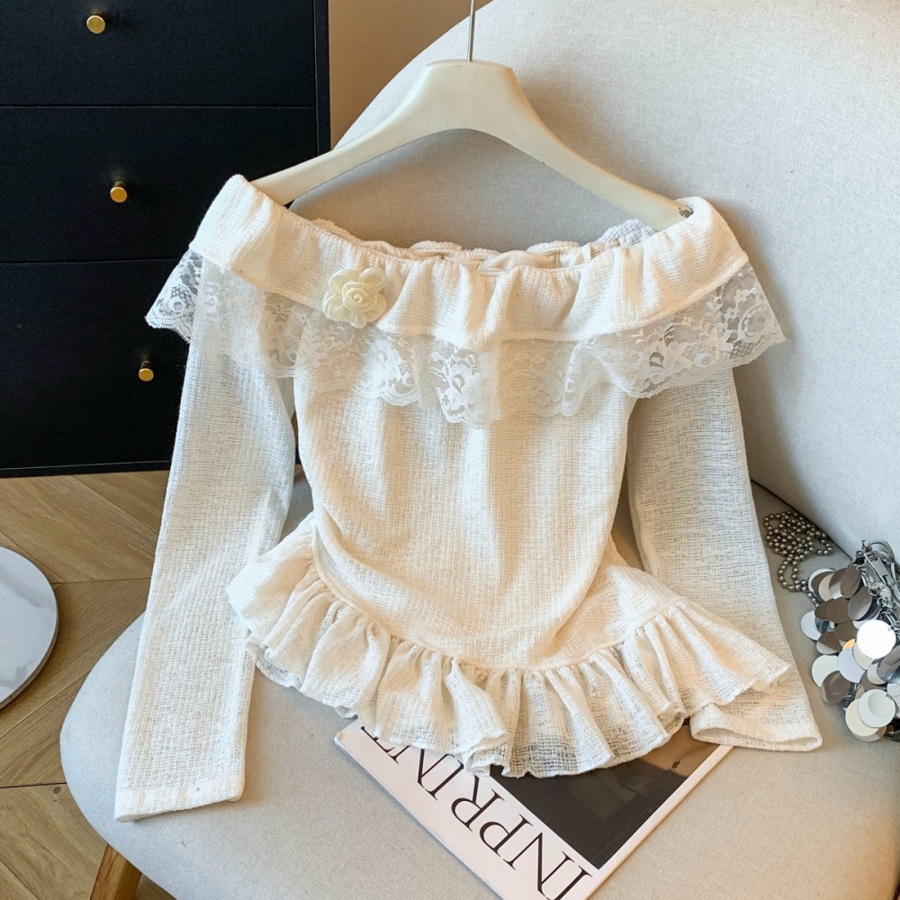 France style splice bottoming shirt spring long sleeve tops