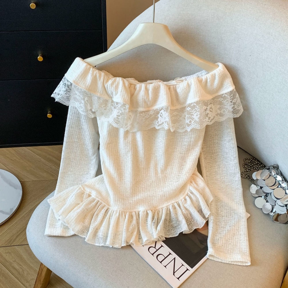 France style splice bottoming shirt spring long sleeve tops