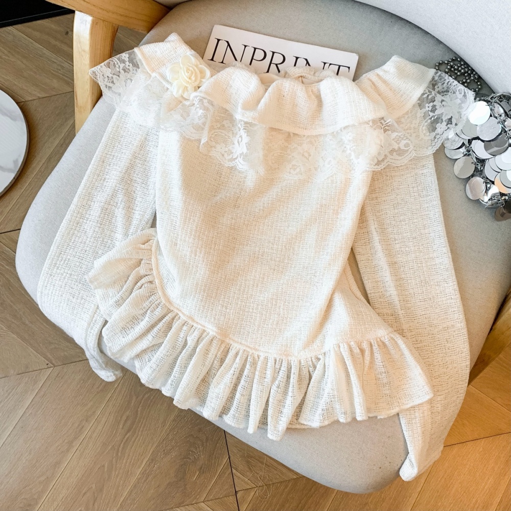 France style splice bottoming shirt spring long sleeve tops