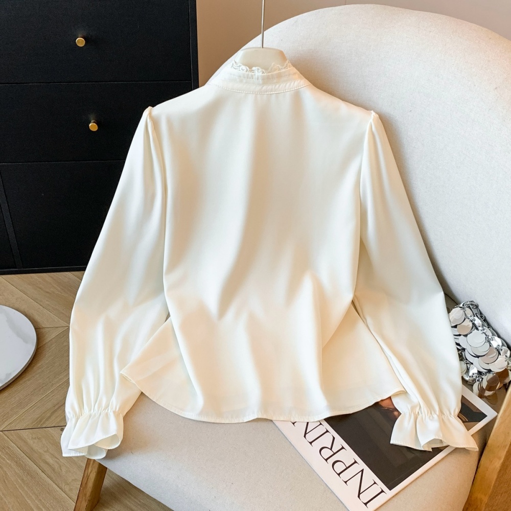 Half high collar court style unique lace frenum shirt