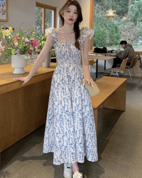 Summer refreshing strap dress boats sleeve tender long dress