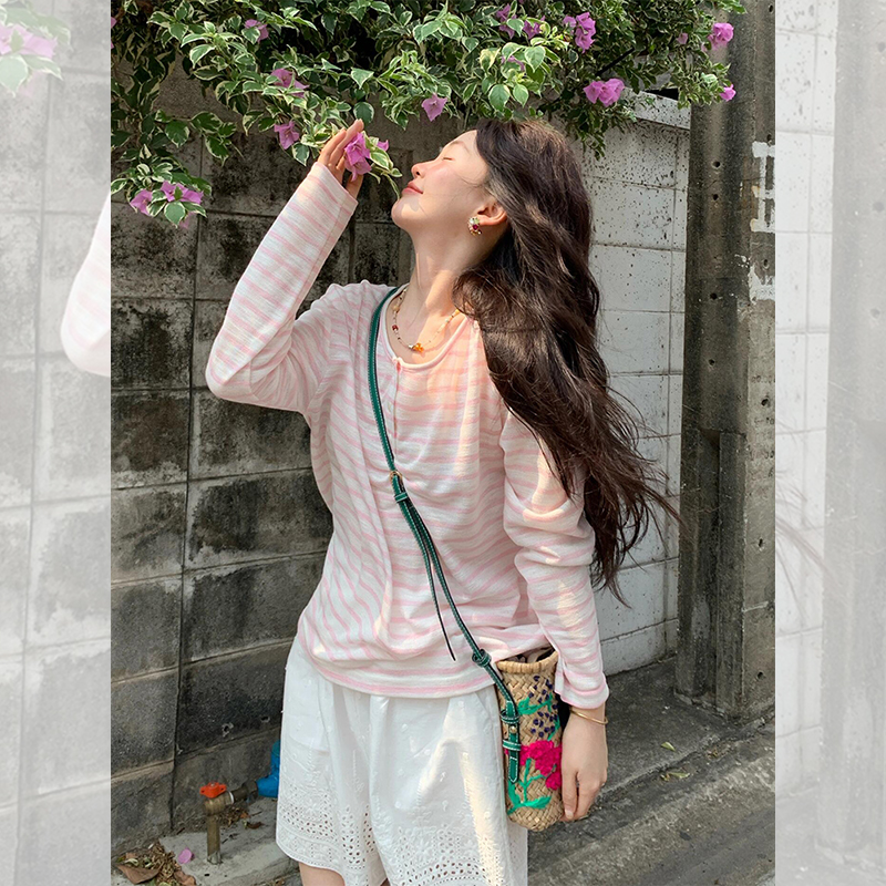 Unique outside the ride smock stripe tops for women