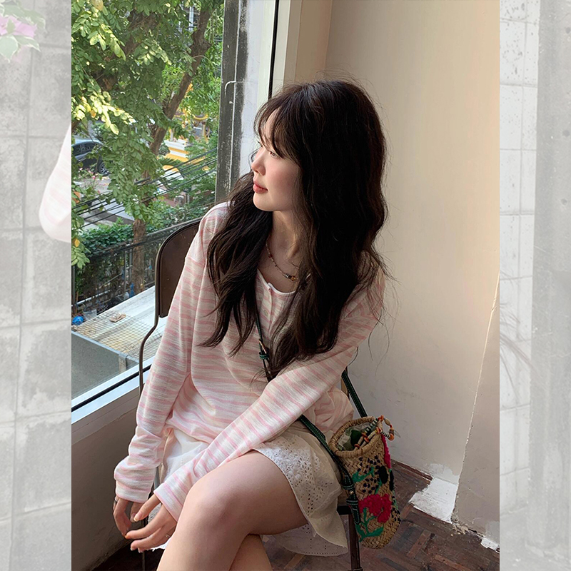 Unique outside the ride smock stripe tops for women