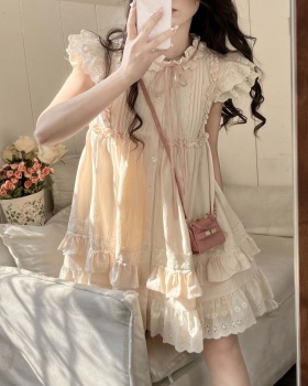 Temperament fungus frenum T-back summer short sleeve dress